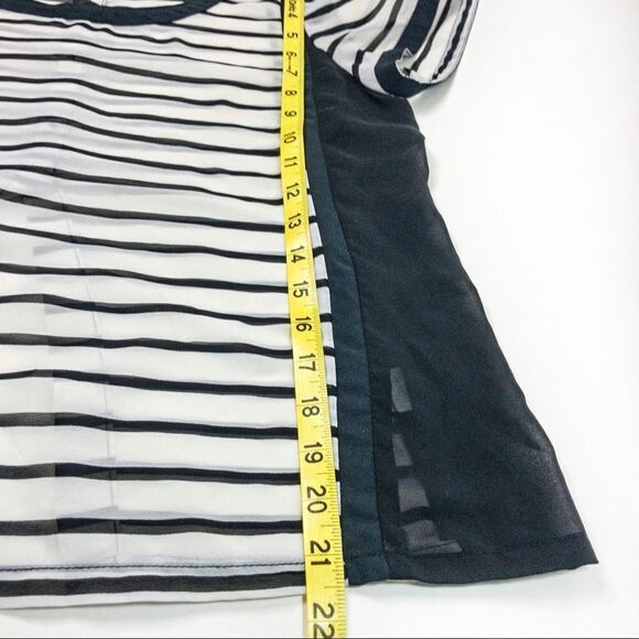 AEO Sheer Black/White Striped Blouse Sz SP - Picture 9 of 10